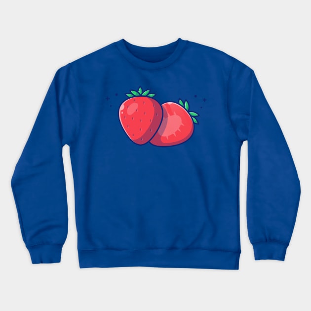 Strawberry And Slices Of Strawberry Cartoon Crewneck Sweatshirt by Catalyst Labs